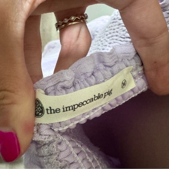 The Impeccable Pig Purple Lavender Smocked Tiered Dress Medium Feminine Girly - Picture 6 of 6